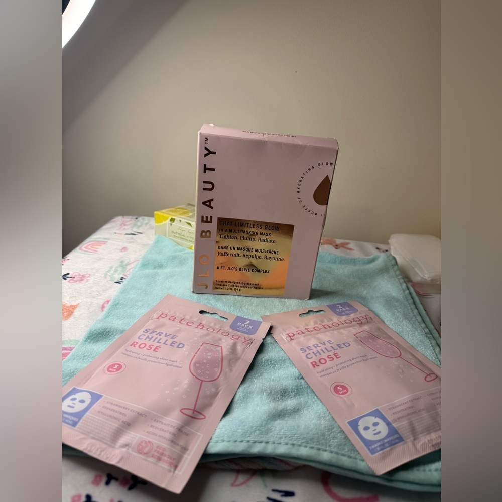 JLO beauty hydrating sheet mask patchology rose sheet mask